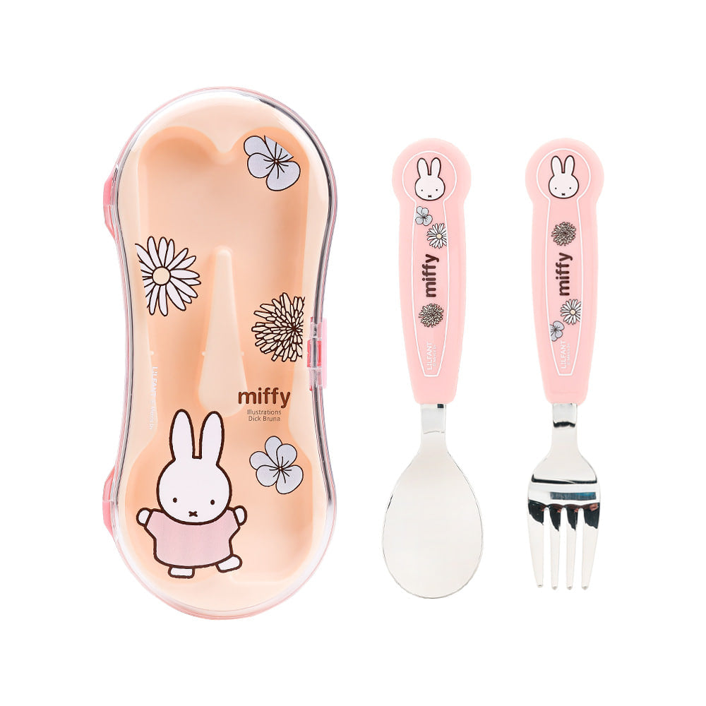 L!LFANT MIFFY One Touch Comfort Fit Stainless Spoon & Fork Case Set
