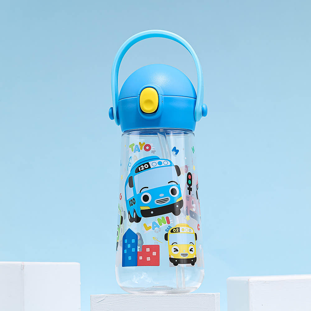 L!LFANT The Bottle - One Touch Tritan Straw Bottle with Strap 470ml - Tayo Bus