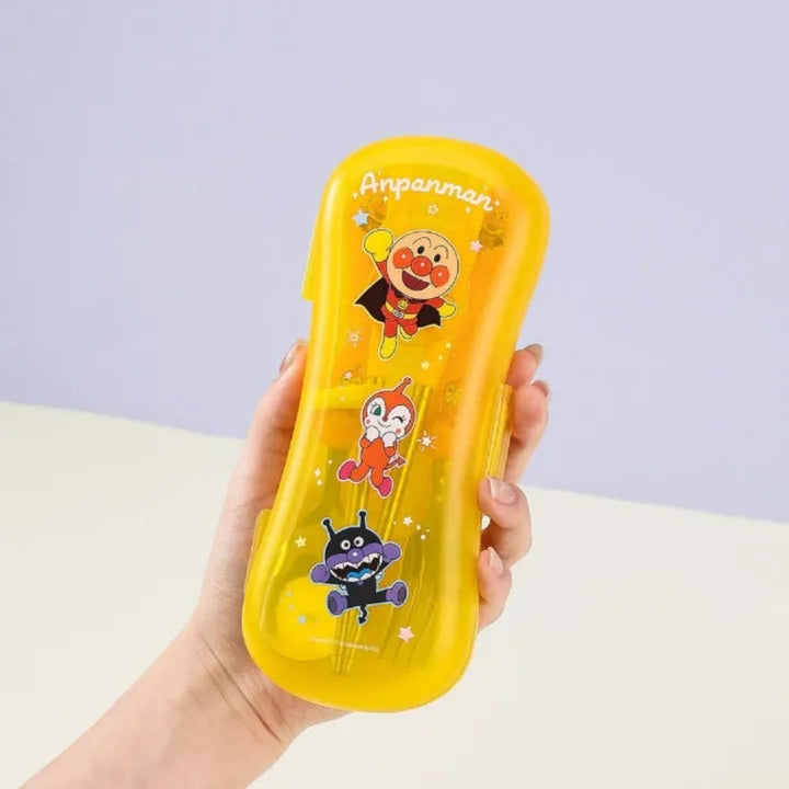 L!LFANT ANPANMAN Extreme Slim Kinder Stainless Chopsticks, Spoon & Fork Case Set
