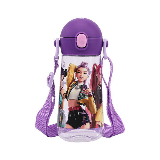 L!LFANT The Bottle - One Touch Tritan Straw Bottle with Strap 470ml - Huntrix