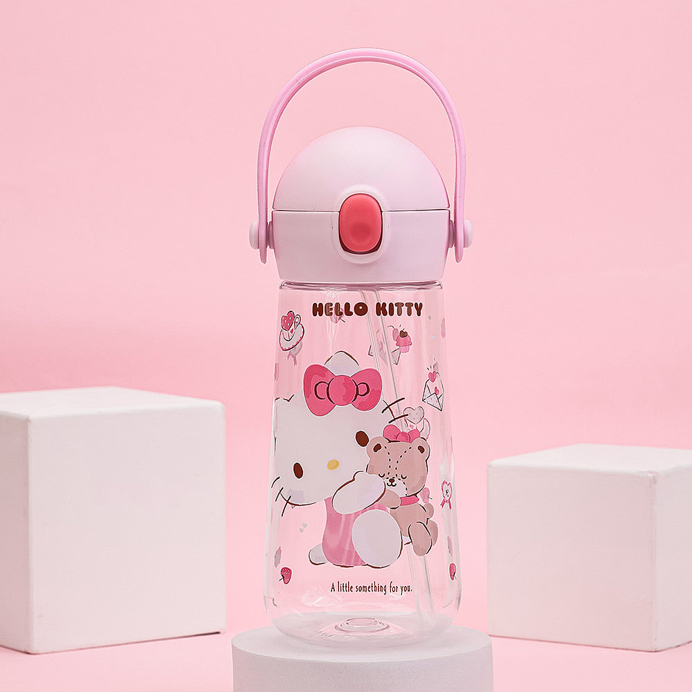 L!LFANT The Bottle - One Touch Tritan Straw Bottle with Strap 470ml - Hello Kitty