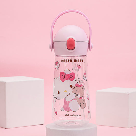 L!LFANT The Bottle - One Touch Tritan Straw Bottle with Strap 470ml - Hello Kitty