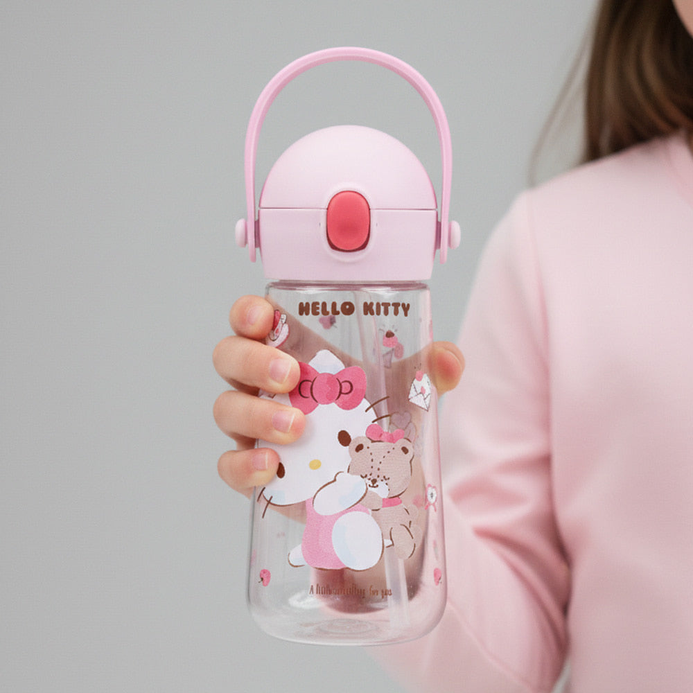 L!LFANT The Bottle - One Touch Tritan Straw Bottle with Strap 470ml - Hello Kitty