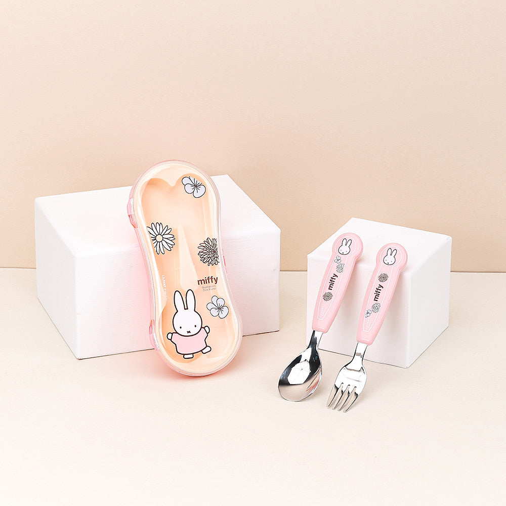 L!LFANT MIFFY One Touch Comfort Fit Stainless Spoon & Fork Case Set