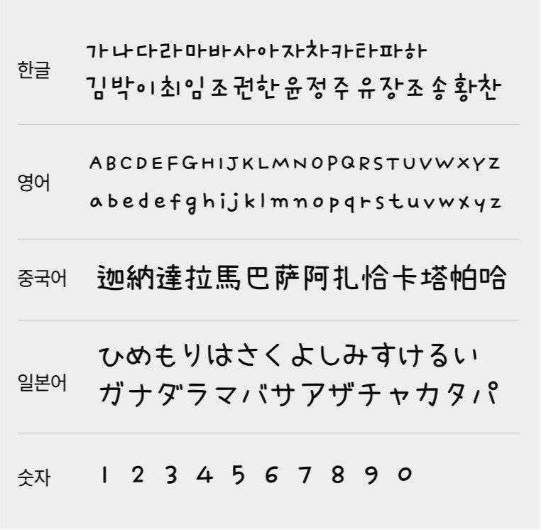 Cute Font (KR/EN/CH/JP/#)