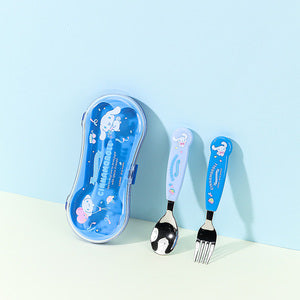 L!LFANT SANRIO Cinnamoroll One Touch Comfort Fit Stainless Spoon & Fork Case Set