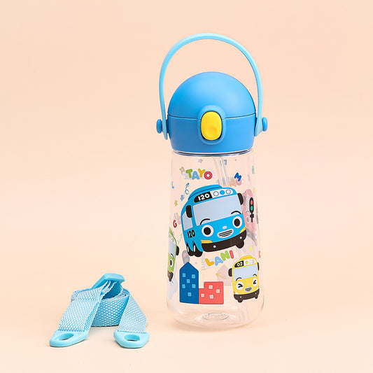 L!LFANT The Bottle - One Touch Tritan Straw Bottle with Strap 470ml - Tayo Bus